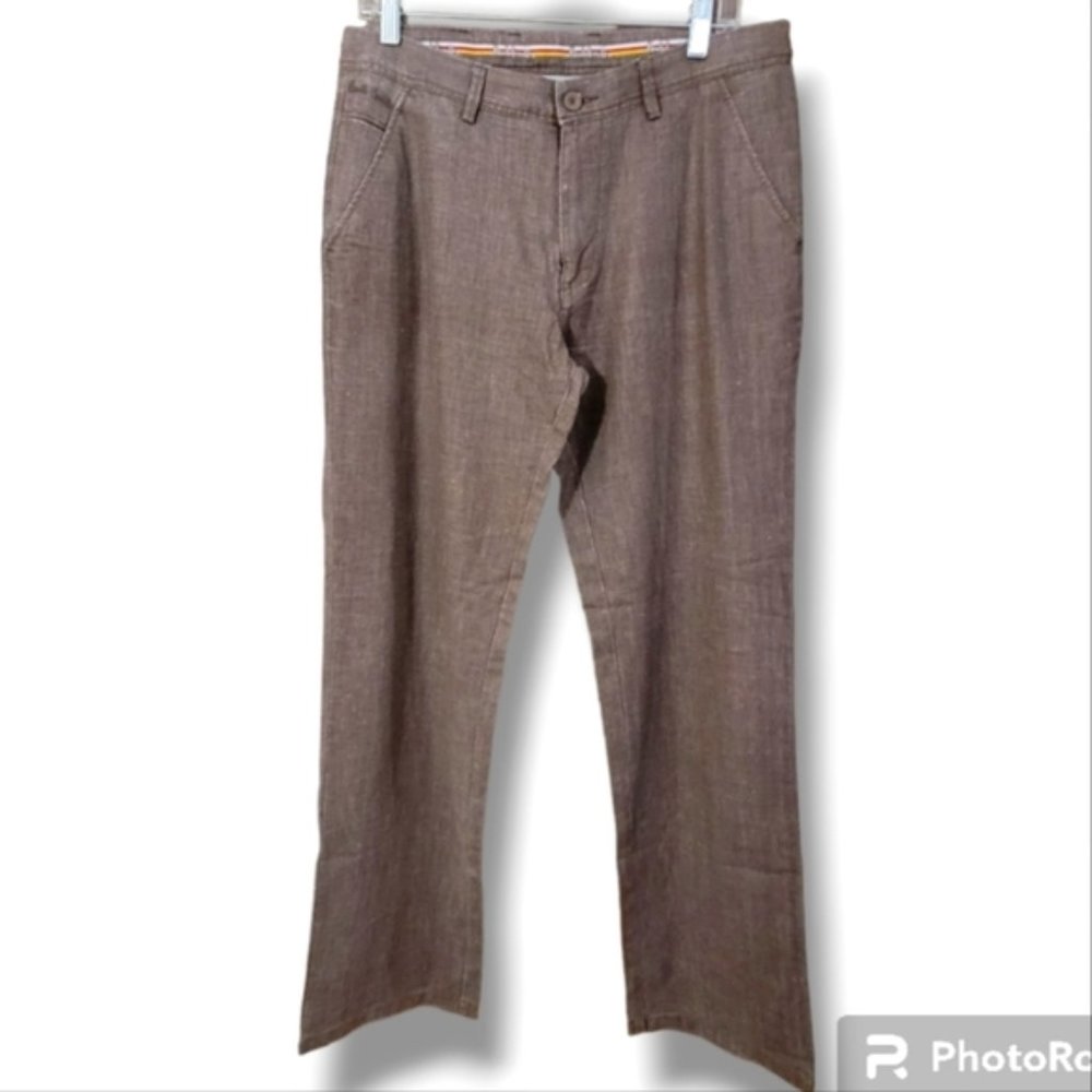 PAUL Smith brown twill weave 100% cotton lightweight flat front trousers